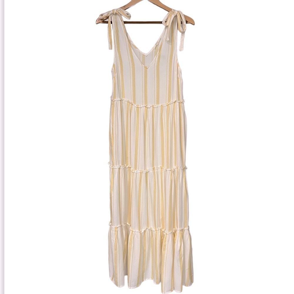 Label of Love Summer Maxi Dress Womens Large Yellow Striped